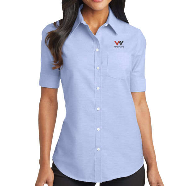   - Ladies Short Sleeve SuperPro ™ Oxford Shirt Thumbnail